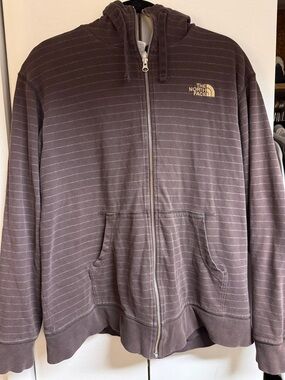 The North Face Men's Brown Striped Full-Zip Hoodie